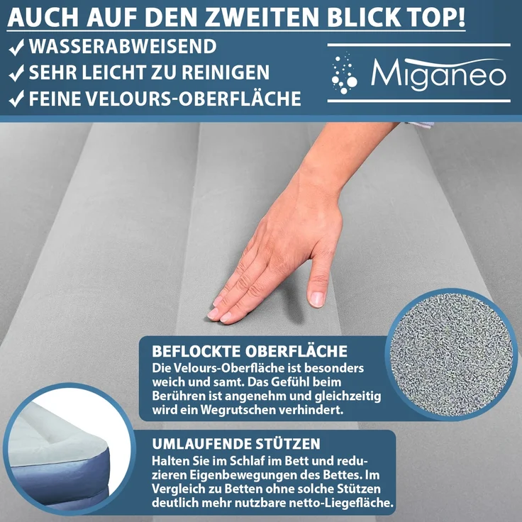 Miganeo Luftbett 203 x 152 x 51 cm Deluxe | mit integrierter Elektropumpe – Bild 4