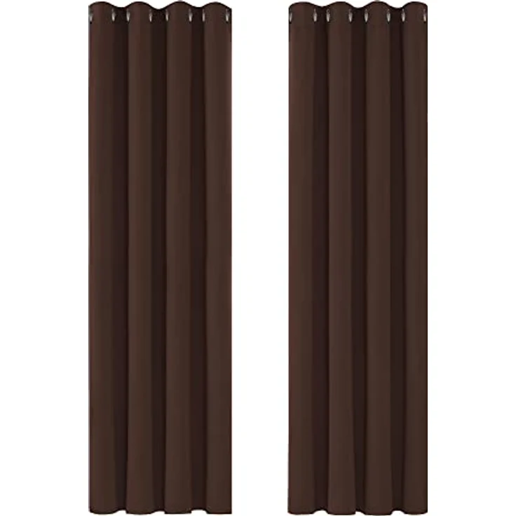 Deconovo Verdunkelungsvorhänge Vorhang Blickdicht Gardinen Blickdicht Kälteschutz, 200x140 cm(HöhexBreite), Dunkelbraun 2er et – Bild 2