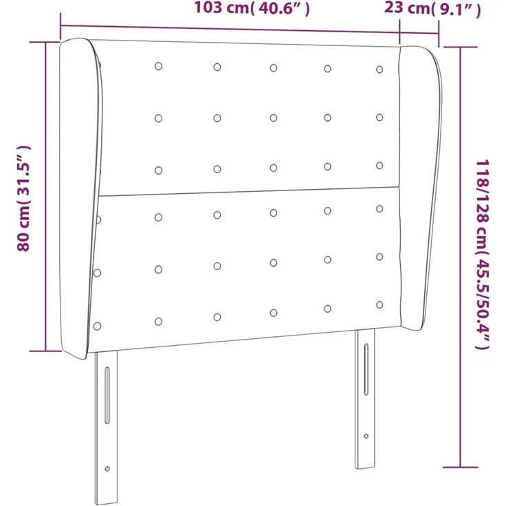vidaXL Kopfteil mit Ohren Rosa 103 x 23 x 118/128 cm Samt 3118437 – Bild 9