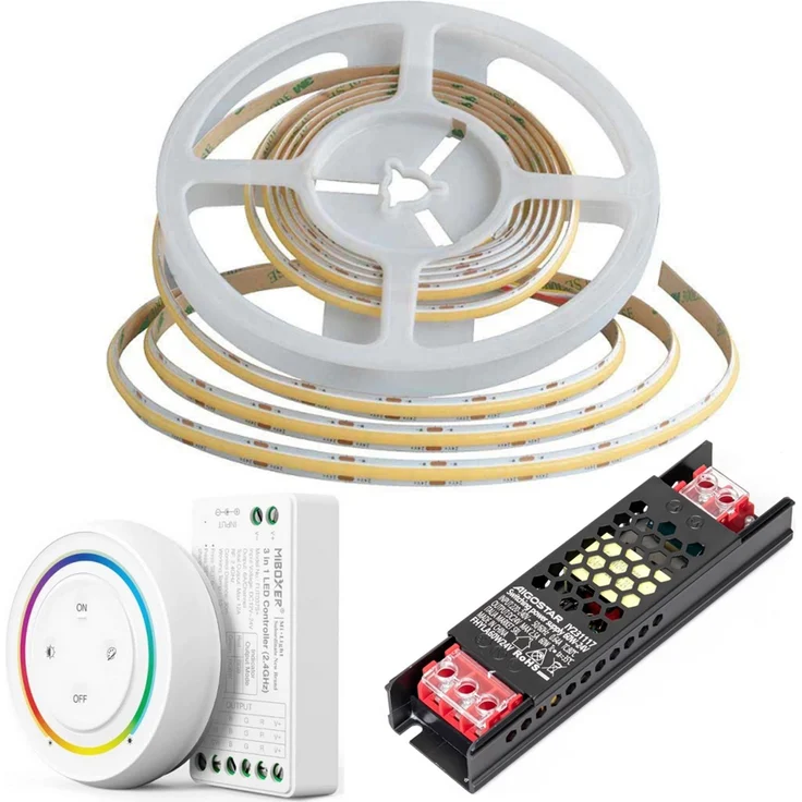 10m COB LED Streifen Strip DC 24V LED Strips mit 480LEDs 8mm Breite Kaltweiß 10 Meter inkl. trafo – Bild 1