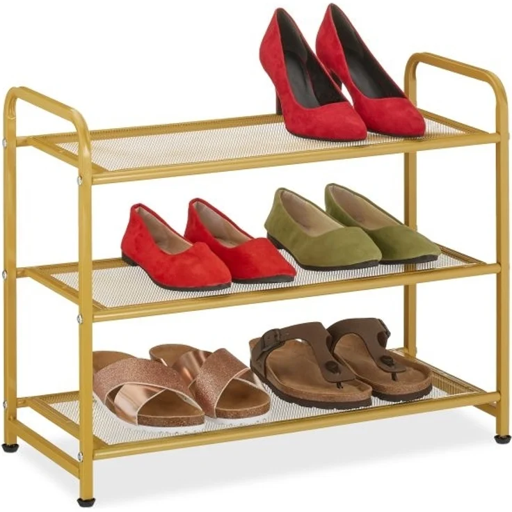 Goldenes Schuhregal Metall – Bild 1