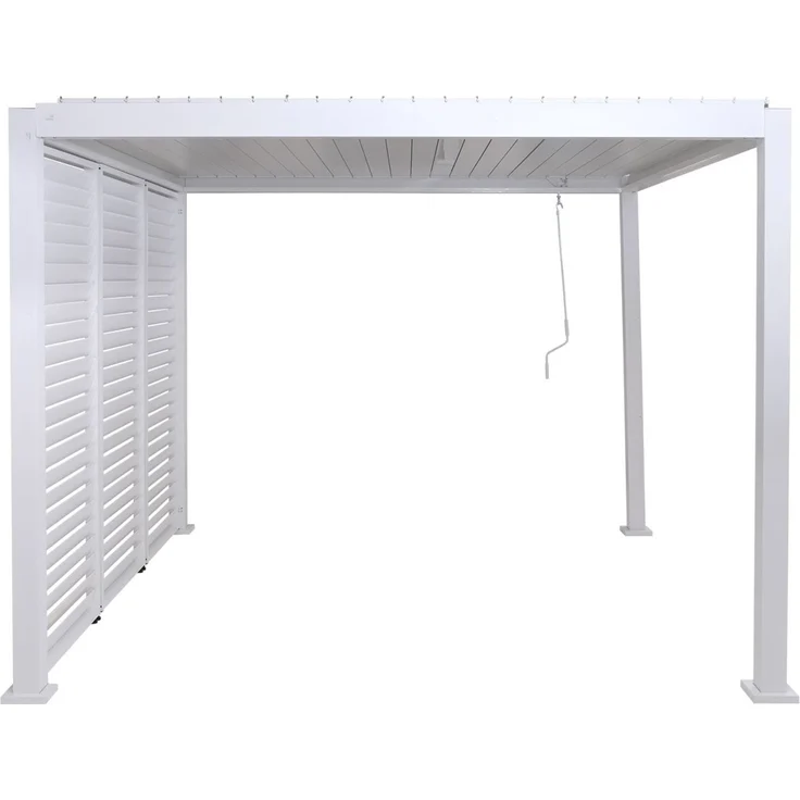 Pergola HWC-P65 mit 3x Lamellenwand, Terrassenüberdachung Garten Lamellen-Pavillon, 10cm-Alu-Gestell 3x3m ~ weiß – Bild 8