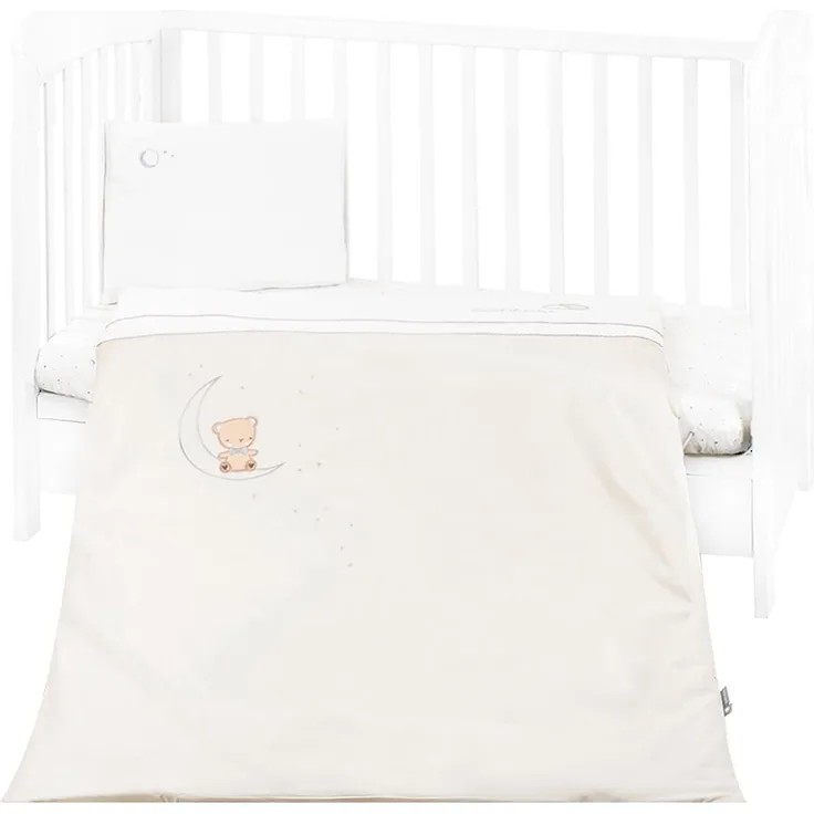 Kikkaboo Babybettwäsche Set Dream Big 5-teilig Decke 135 x 95cm Kissen 45 x 35cm beige