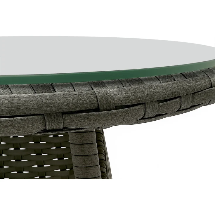 Outdoor Sitzgruppe RIRAM - Kunststoff Grau-meliert 110x110x84 cm | Gartenmöbelset 2 Personen Poly Rattan Balkonmöbel Set Bistrotisch Terrassenmöbelset – Bild 8