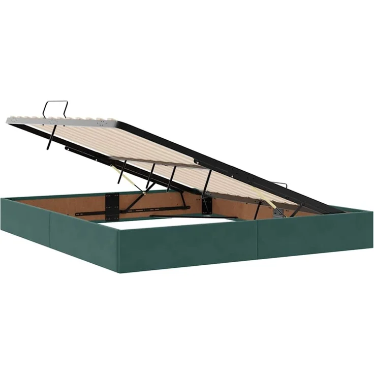 vidaXL Aufbewahrungsbett mit Matratze Dunkelgrün 160 x 200 cm Samt 3372102 – Bild 6