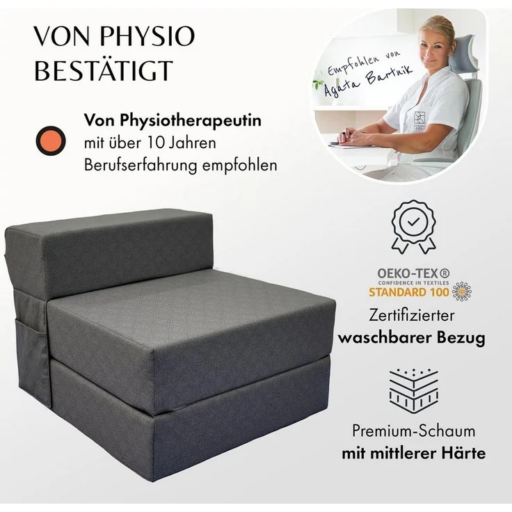 DYNMC you Gästebett 200cm Extra dick 20cm & bequem H3 - Schlafsessel mit Bettfunktion (Faltbare Schlafcouch & Gästematratze) Klappbares Sofa Bett - Standard Klappmatratze – Bild 3