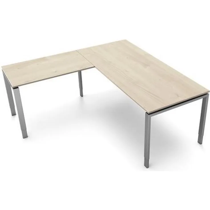 Kerkmann Schreibtisch 4149 Form 5 180x80x68-82 cm Vierfuß-Gestell höhenverstellbar mit Anbautisch Ahorn