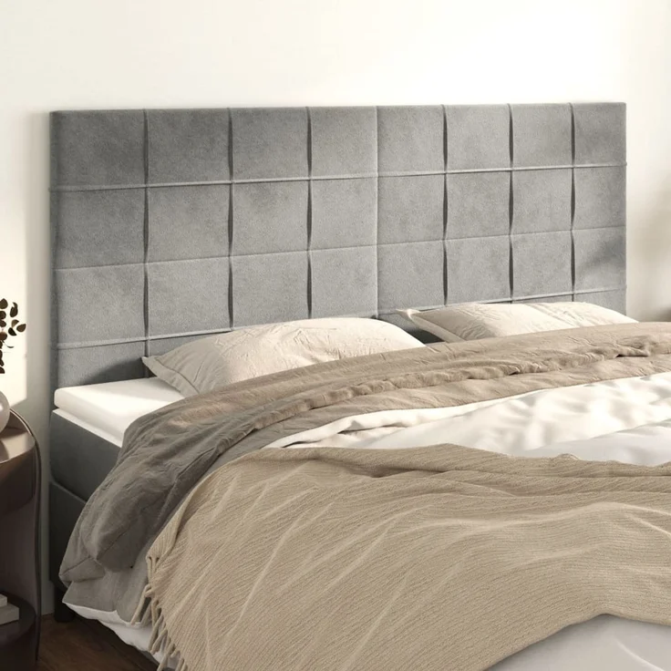 vidaXL Kopfteile 4 Stk. Hellgrau 80 x 5 x 78/88 cm Samt 3116386 – Bild 1