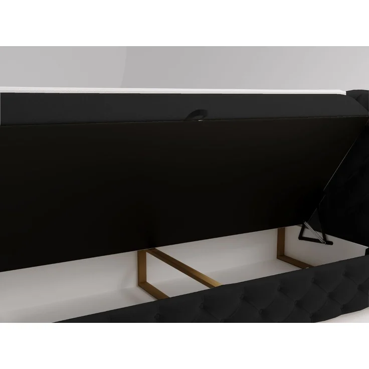 GRAINGOLD Canolo Doppelbett 180x200, Boxspringbett mit zwei Bettkästen, Glamour Stil, Velour-Stoff, Schwarz – Bild 6