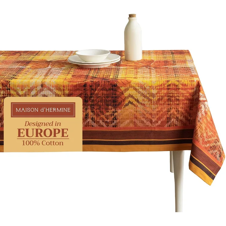 Maison d' Hermine Tischdecke, rechteckig, 100% Baumwolle, wiederverwendbar, dekorativ, für Alltag, Esszimmer, Bauernhaus, Zuhause, Party, Feste und Hochzeit, 152,4x274,3 cm, Thanksgiving-Tartan