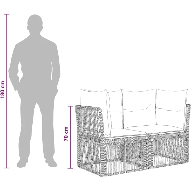 vidaXL Gartensofa-set 8 stk. 8-Sitzer Grau Poly-Rattan 3434447 – Bild 4