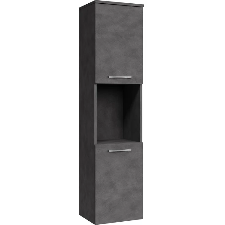 Badplaats Badezimmerschrank Montreal 30 x 30 x 131 cm Dunkel Grau - Hoch Badschrank Mit 2 Türen – Bild 1
