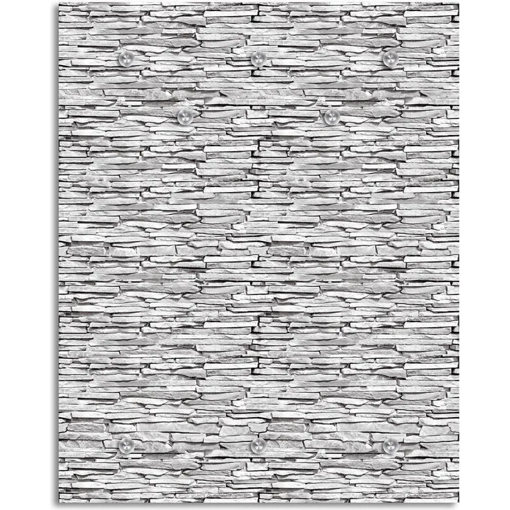 Queence Garderobe - "Slate Stones" Druck auf hochwertigem Arcylglas inkl. Edelstahlhaken und Aufhängung, Format: 100x120cm