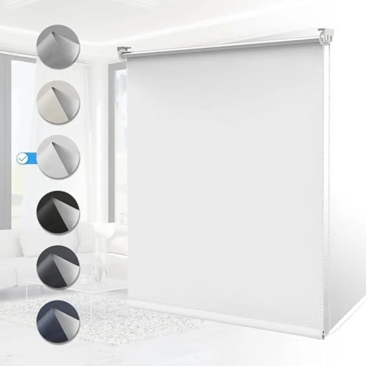 Homland Verdunklungsrollo Klemmfix ohne Bohren Thermorollo Seitenzugrollo Weiß 120x170 cm (BxH) Lichtblick Sichtschutz & Sonnenschutz, Wandmontage & Deckenmontag für Fenster und Tür – Bild 1