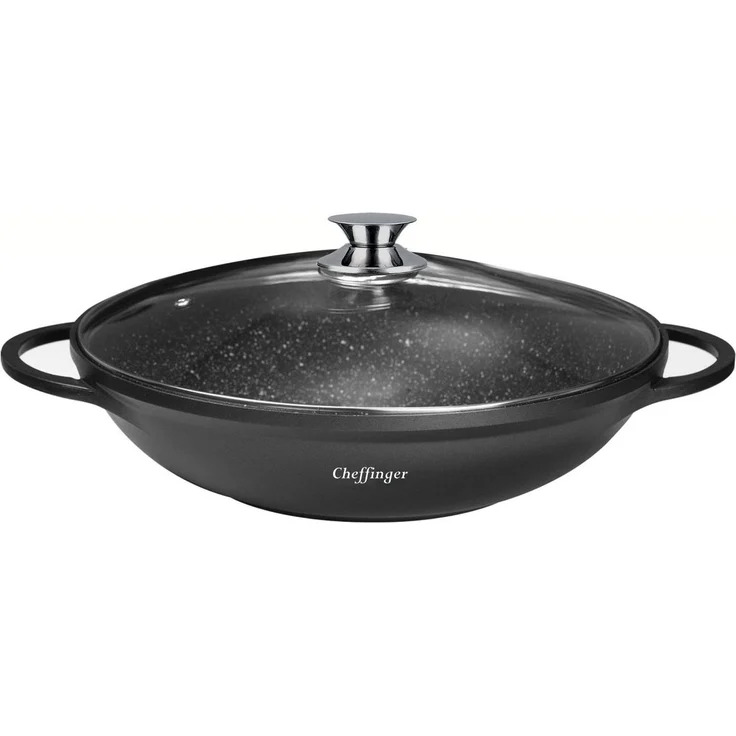 Cheffinger Wokpfanne mit Deckel ø40 cm - Marmorbeschichtung & Induktionsgeeignet – Bild 1