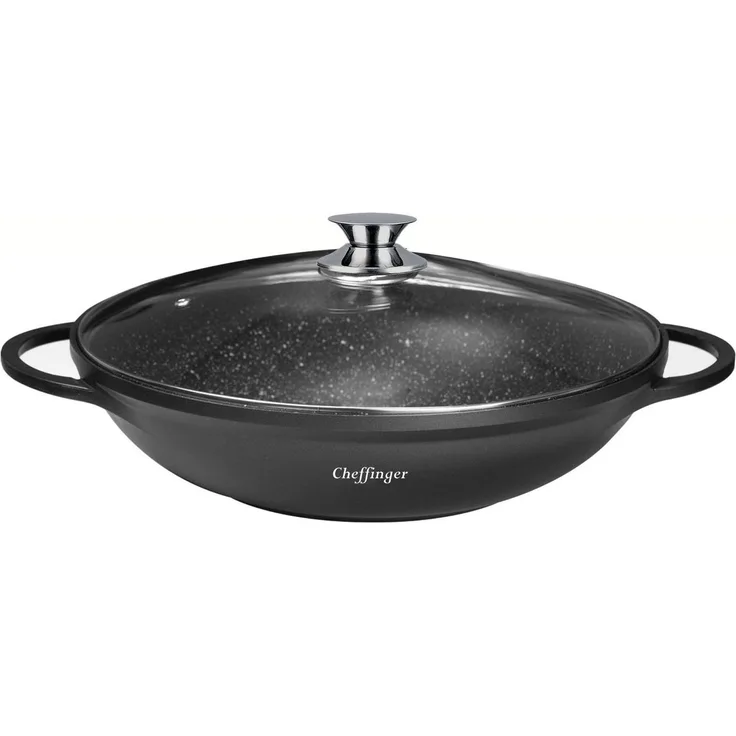 Cheffinger Wokpfanne mit Deckel ø40 cm - Marmorbeschichtung & Induktionsgeeignet