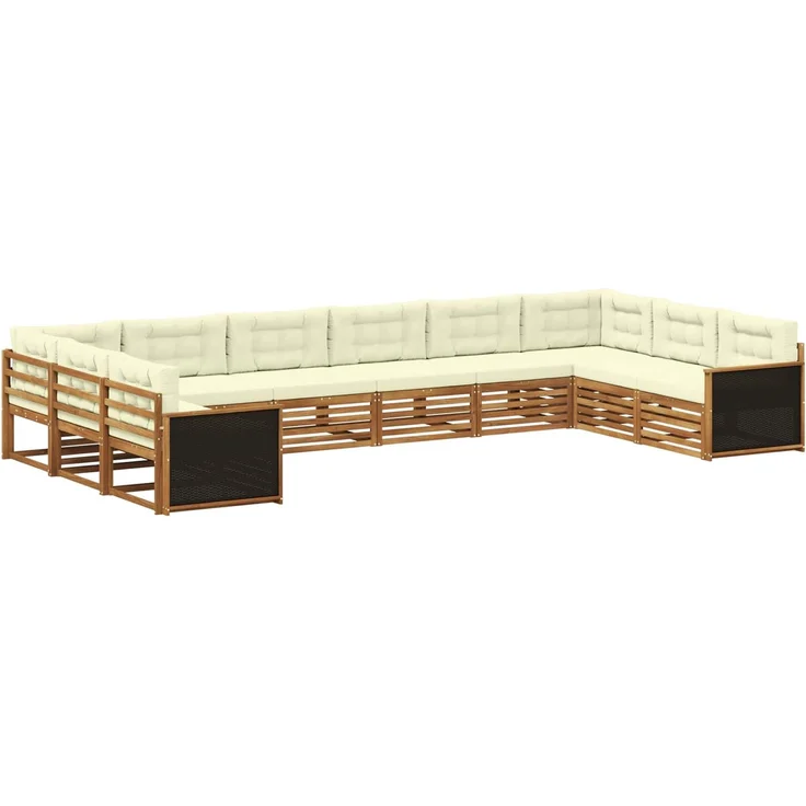 vidaXL Outdoor-Sofagarnitur 10 stk. 10-Sitzer Natur und Creme 3383883 – Bild 2