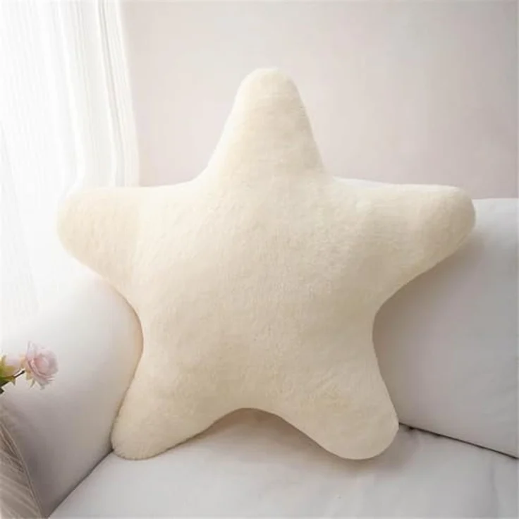 Kuschelkissen Kinder Sternkissen, Weiche Flauschige Sternform Zierkissen Sofakissen, Plüsch Kissen Dekokissen für Mädchen & Jungen Zuhause Schlafzimmer Deko (Weiß,60cm) – Bild 1