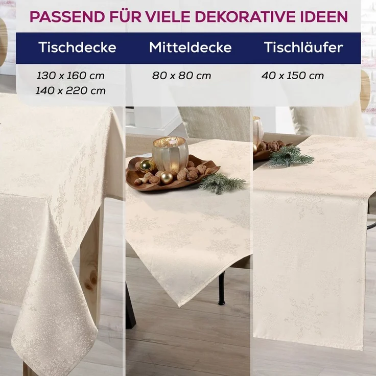 Beautex Tischdecke Lurex Tischdecke Weihnachten, Silber Gold glänzend, Weihnachtstisch (1-tlg) – Bild 2