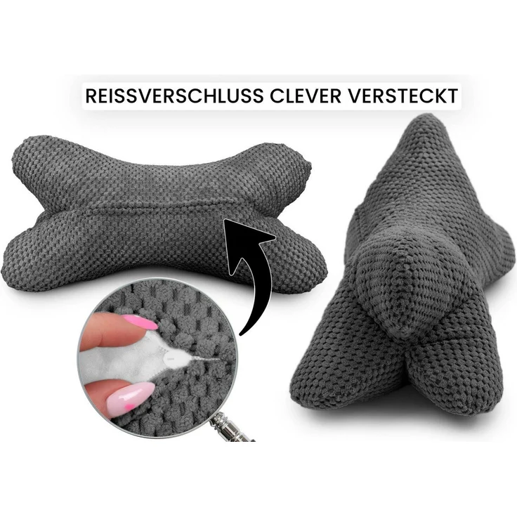 Amilian Nackenkissen - Knochenkissen - Leseknochen ca. 44x22 cm - Lesekissen, Leseknochen für Erwachsene, Buch- und Tabletstütze - Nackenrolle, Bücherknochen - Lesekissen für Bett und Sofa – Bild 2