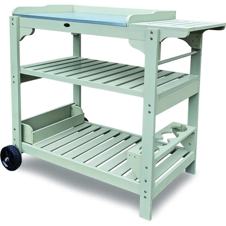 HABAU Universaltisch mit Ablage und Rollen aus Holz, Grau, 110 x 48 x 100 cm – Bild 2
