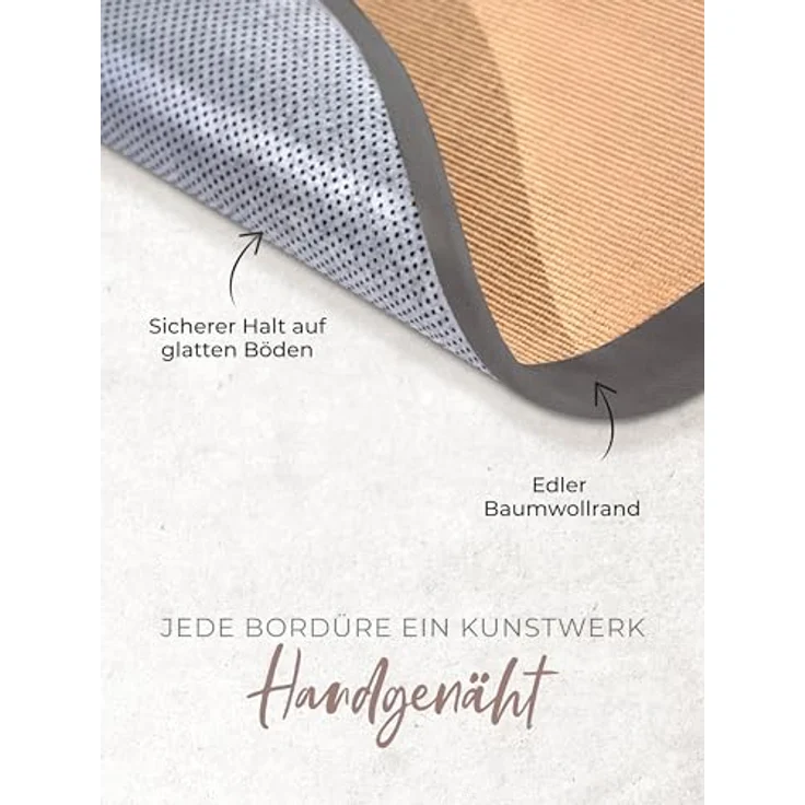 carpetfine Sisalteppich Sisal, rund, Höhe: 5 mm, mit farbiger Bordüre, Anti-Rutsch Rückseite – Bild 6