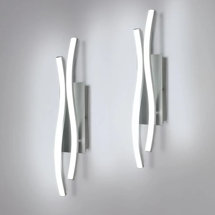 Comely 2Stk LED Wandleuchte Innen, 14W 1575LM Moderne Wandleuchten, Aluminium Beleuchtung Wandlampe für Wohnzimmer, Schlafzimmer, Treppenhaus, Weißes Licht 6500K, Silber, 41cm