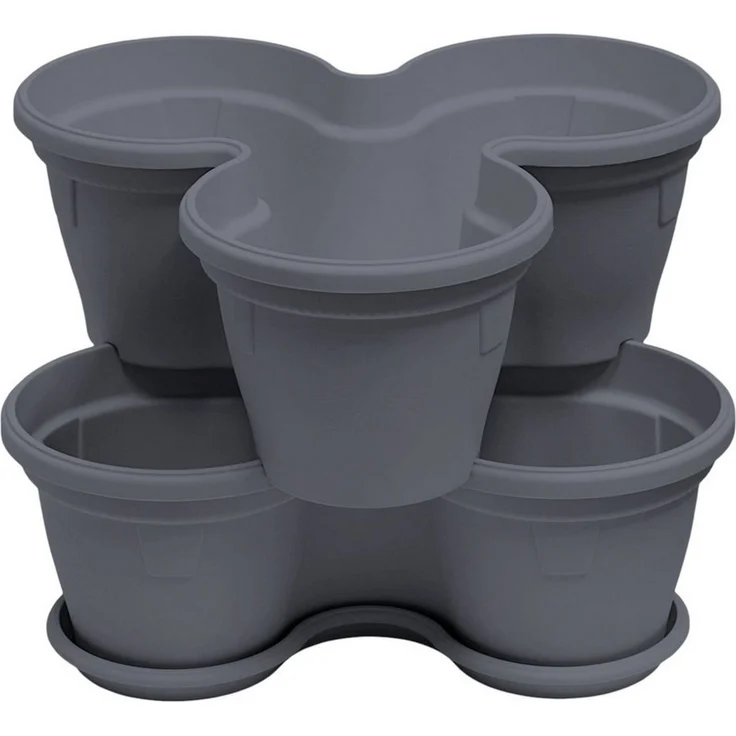 Engelland Blumenständer Säulentopf, Hochbeet, Kräuterbeet (Vorteils-Set, 2 St, 11 Liter Fassungsvermögen je Ebene), fallsicher, UV-beständig, stapelbar, platzsparend, robuster Kunststoff – Bild 5
