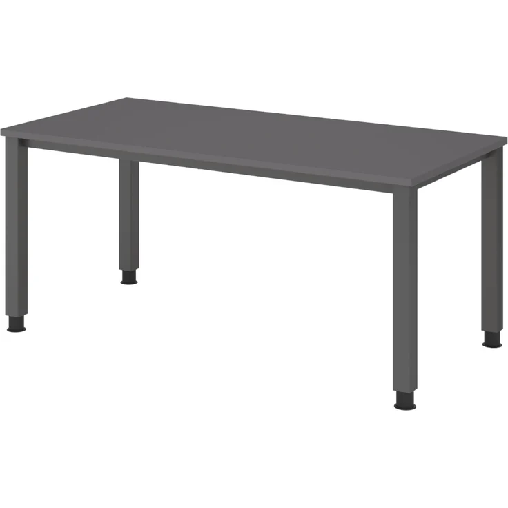 bümö manuell höhenverstellbarer Schreibtisch 160x80 cm in Graphit - PC Tisch höhenverstellbar & groß, höhenverstellbarer Tisch Büro, großer Computertisch verstellbar, QS-16-G-G – Bild 1