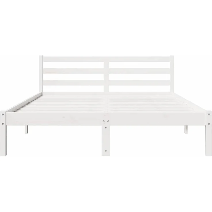 vidaXL Bettrahmen Weiß 215,5 x 165,5 x 69,5 cm Massivholz Kiefer 869769 – Bild 4
