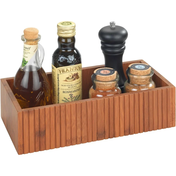 WENKO Aufbewahrungsbox Modell Mera (Set, 2 St), Organizer aus geräuchertem Bambus für die Küche, Landhaus-Stil – Bild 2