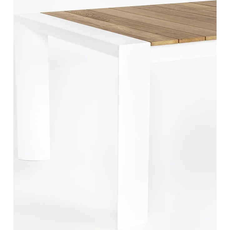 Gartentisch Cameron aus Teakholz und Aluminium, modern ausziehbar, weiß natur, für 10–12 Personen – Bild 4