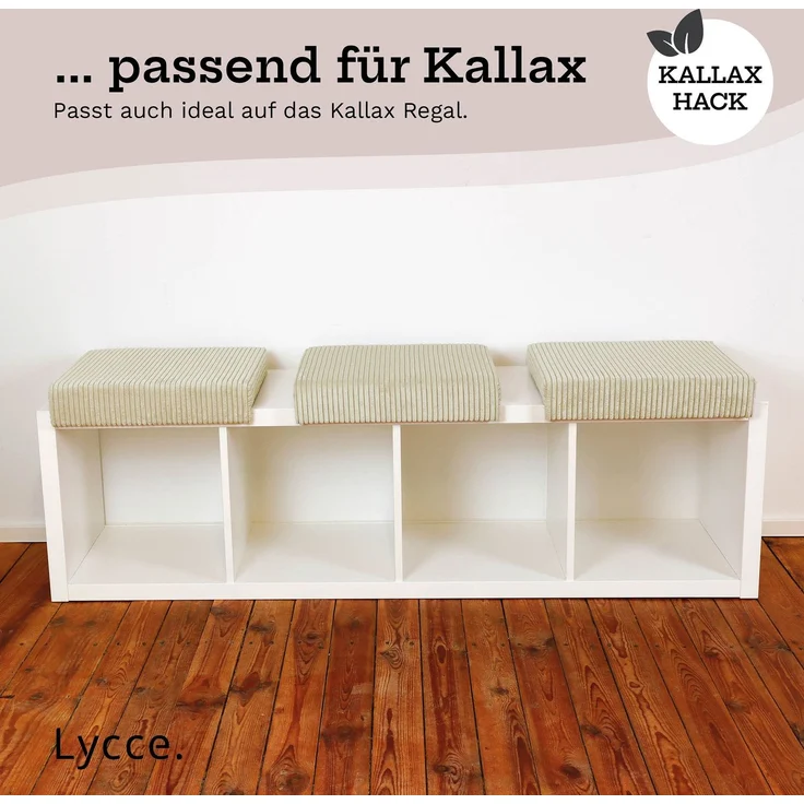 Lycce Bankauflage Klemmkissen mit Leiste - Cord, Polsterung, rutschfest Beige 8x40x38cm – Bild 9