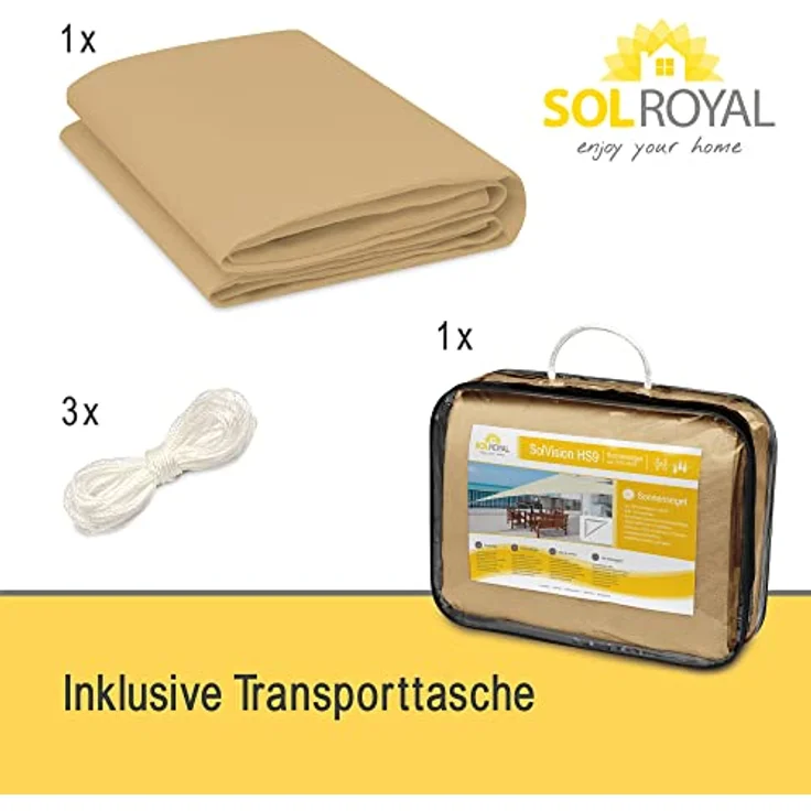 Sol Royal Sonnensegel dreieckig 3 x 3 x 3 m Wasserdurchlässig HDPE Atmungsaktiver Balkon Terrasse Sonnenschutz Segel Sand – Segeltuch UV Sonnenschutz Garten Pool Camping - Shade Sails HS9 – Bild 10
