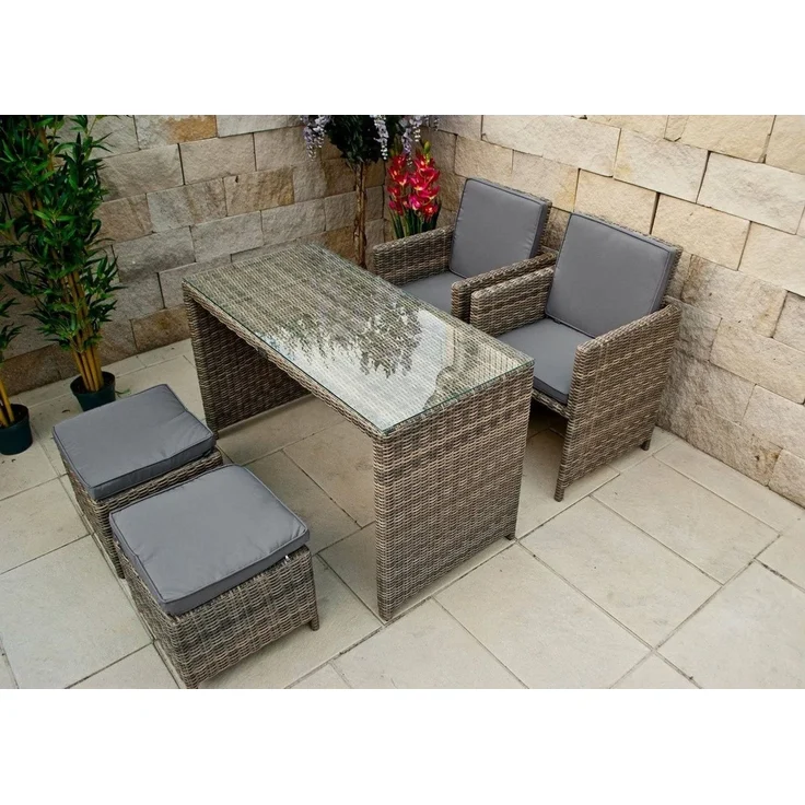 Ragnarök Möbel-Design Garten-Essgruppe HEIMDALL Esstisch Set 2+2, (Set, Polyrattan, Alu), 10 Jahre Garantie auf UV Beständigkeit des Polyrattan, Würfelsystem – Bild 1