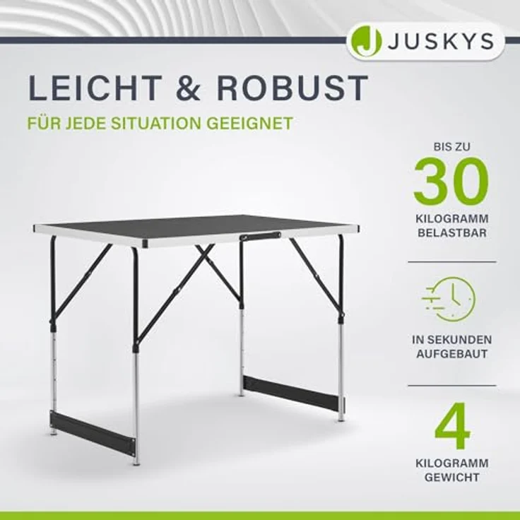 Juskys Multifunktionstisch 3 teilig - klappbar, höhenverstellbar - Alu Klapptisch 100x60 cm - Flohmarkt, Tapeziertisch, Campingtisch - Tisch Schwarz – Bild 3