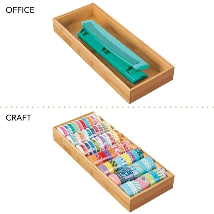 mDesign Organizer Aufbewahrungsbox Schubladenbox Bambus Büro Bad 6er Set – Bild 7