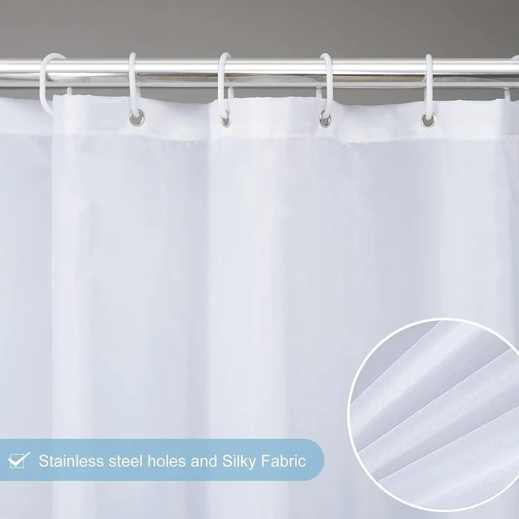 Duschvorhang Textil Anti-schimmel Wasserdicht Waschbar Polyester weiß 120x200cm – Bild 3