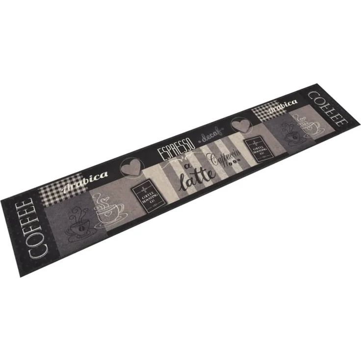 vidaXL Küchenteppich Waschbar Coffee Schwarz 60x300 cm Samt 136557 – Bild 1