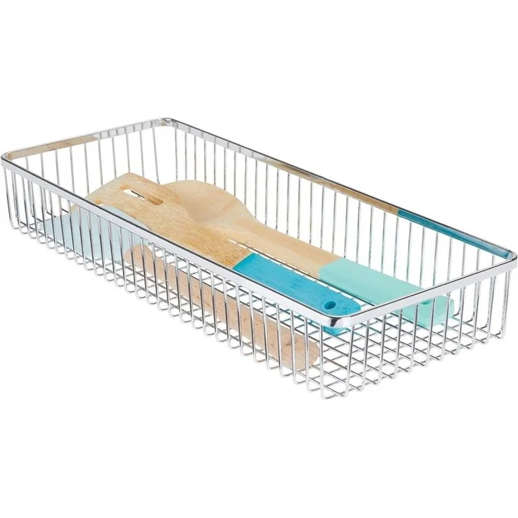 mDesign Schubladenkasten Aufbewahrungskorb Organizer 4er Set Metall Silber – Bild 6