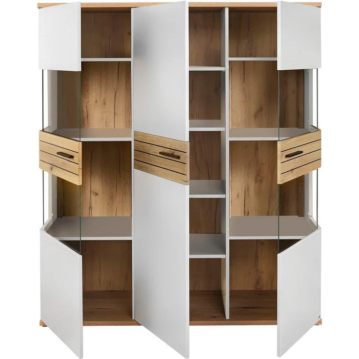 set one by Musterring Vitrine Quincy (1-St) Mit 4 Glasausschnitten und LED, in 2 Farben erhältlich, 134,8 cm – Bild 3