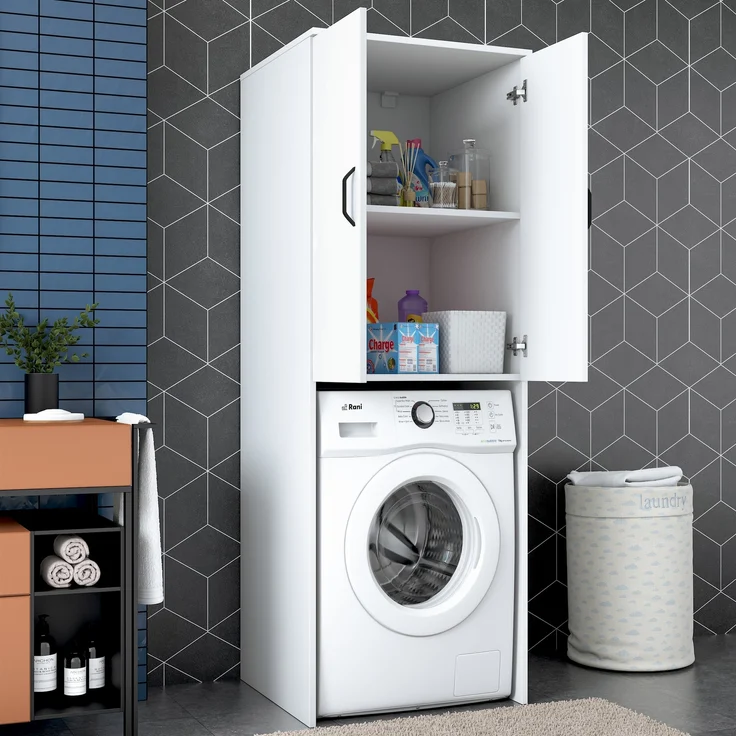 Waschmaschinenschrank, 'KD110', 181,8 x 62,5 x 65, Weiß – Bild 6
