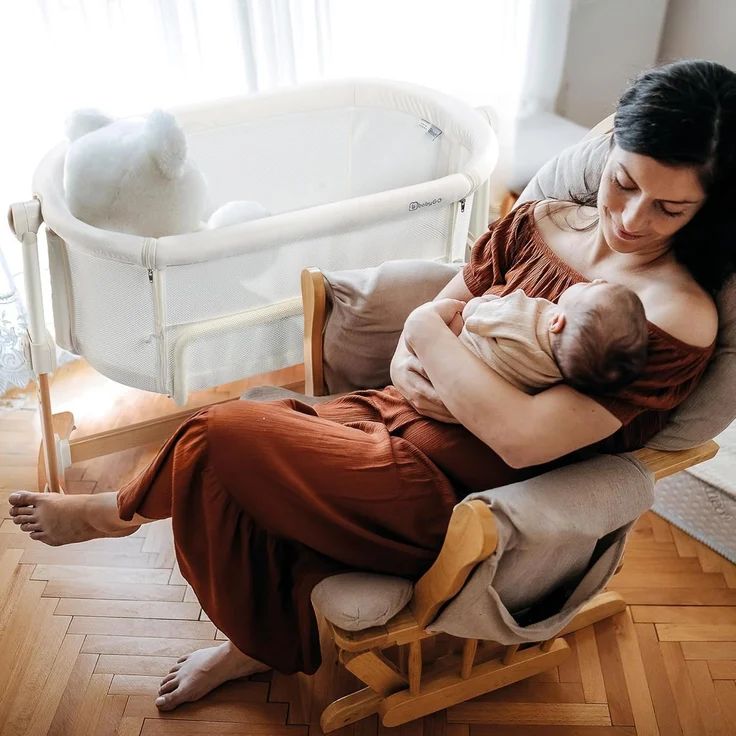 BABYGO 'AMILA' Beistellbett, Creme, höhenverstellbar, mit Schaukelfunktion – Bild 5