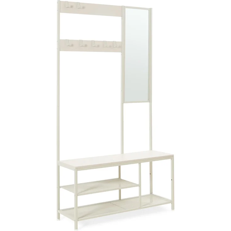 Garderobenständer Napinerg mit Spiegel und Schuhregal 185x98x34 cm Sandfarben [en. casa] – Bild 4