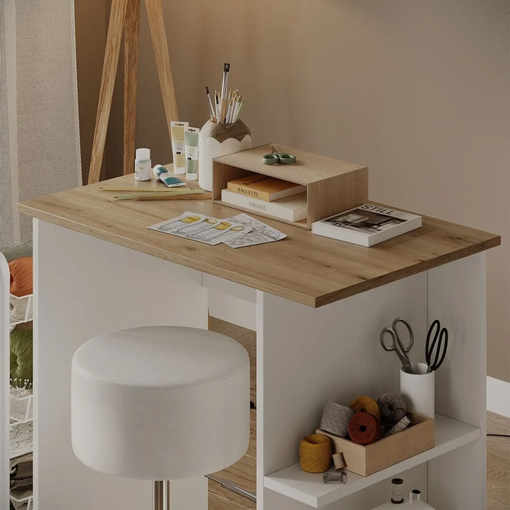 Schreibtisch Simple Weiß/Artisan 80 x 50 cm Vicco – Bild 4