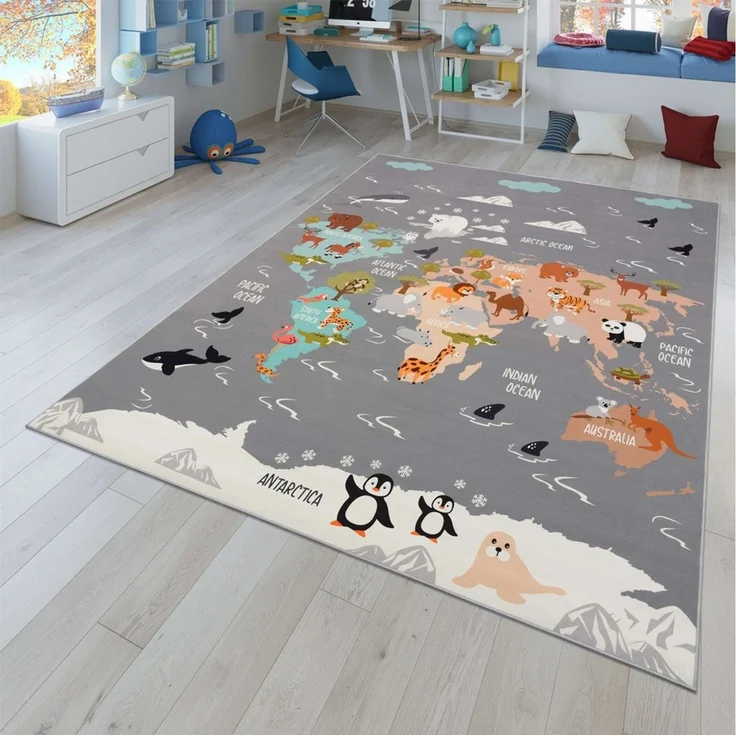 TT Home Teppich Kinderzimmer, Rechteckig, Höhe: 4 mm, Kinderzimmerteppich Teppich Junge Mädchen Kinderteppich Rutschfest Tie – Bild 5