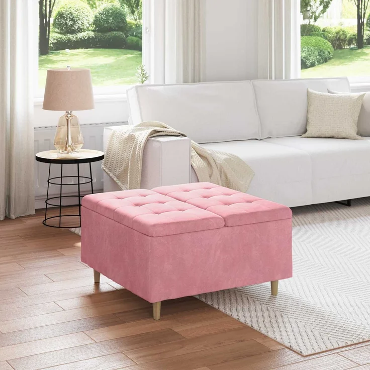 vidaXL Ottoman mit Stauraum Rosa 80 x 80 x 45 cm Samt 876843 – Bild 1