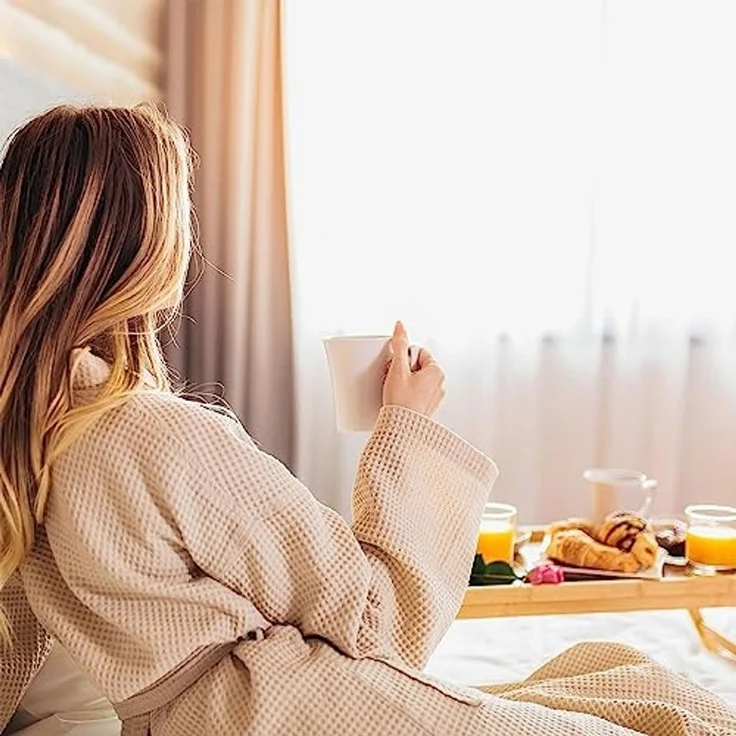 Dimono Tabletttisch Frühstückstablett Bambus Bett-Tablett, Serviertablett Betttisch – Bild 4
