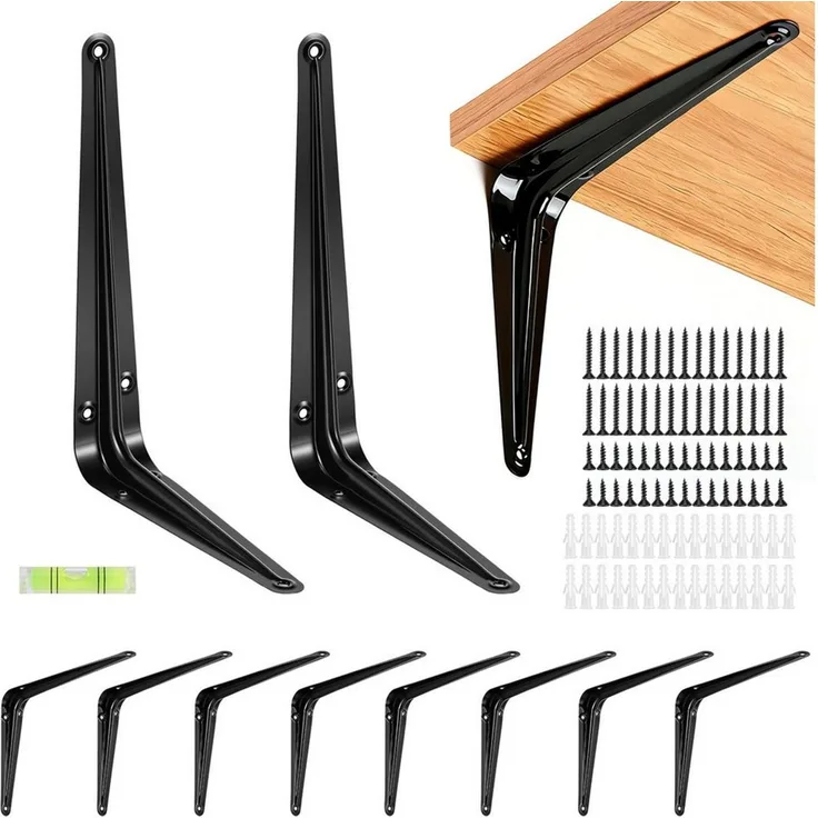 BlingBin Wandregalhalter 10 Stück schwebende L-Regalhalterungen aus strapazierfähigem Stahl, 10er Set 10-tlg, für Wandregale,inklusive Befestigungsschrauben zur einfachen Montage