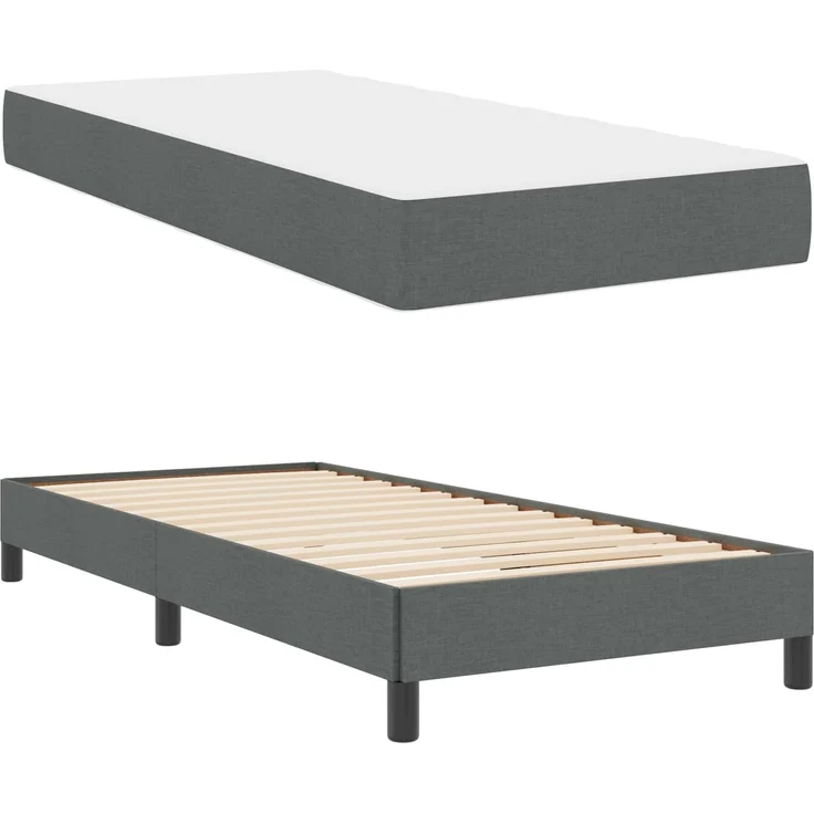 vidaXL Boxspringbett mit Matratze Dunkelgrau 90 x 200 cm Stoff 3398459 – Bild 2
